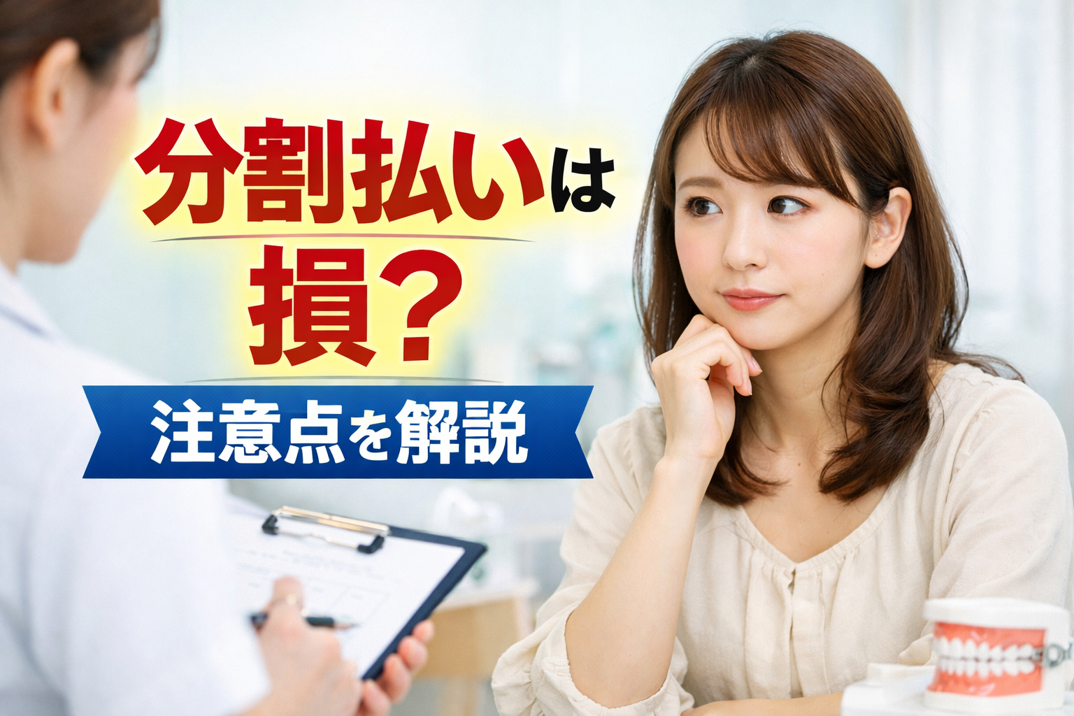マウスピース矯正の分割払いの注意点を解説する記事アイキャッチ画像
